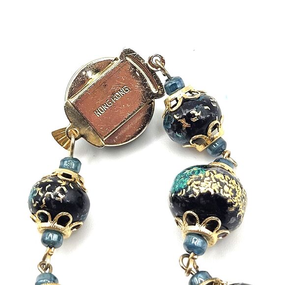 Vintage Bohemian Venetian Beaded Necklace Signed Hong Kong 26in - Picture 3 of 5